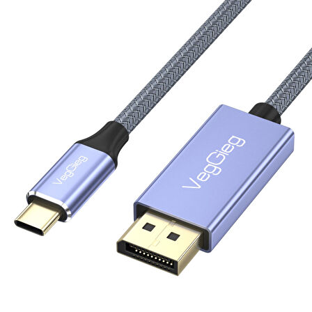 VegGieg 8K/60Hz 4K/144Hz/120Hz Type-C 3.1 to Displayport 1.4 Çift Yönlü Kablo 2 Metre