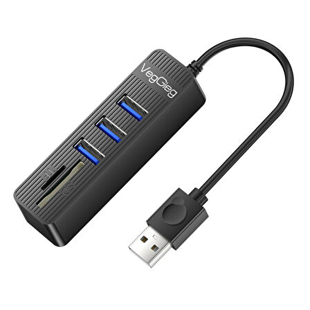 VegGieg USB 2.0 SD - MicroSD Kart Okuyucu ve 3 Port USB Çoklayıcı Hub