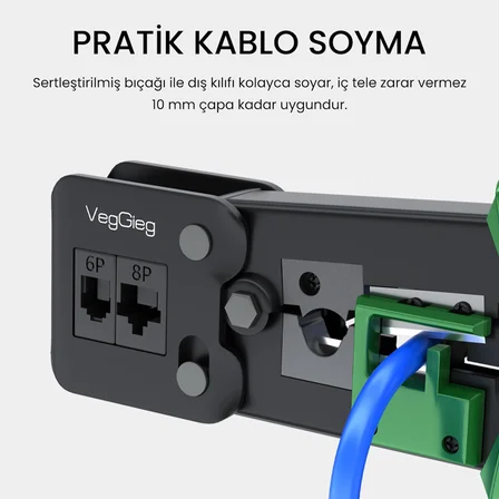 VegGieg 6P/8P Cat8 Cat7 Cat6 RJ45 Ethernet Jack Pensesi RJ11 RJ12 Telefon Kablosu Jak Kesme Soyma Sıkma Aleti