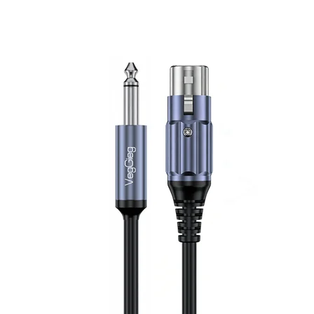 VegGieg 6.35mm to XLR Dişi Mikrofon Kablosu Hi-Fi Ses Kalitesi OFC Bakır Enstrüman Ses Kablosu 3 Metre