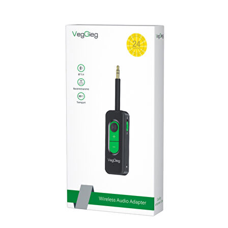 Veggieg Aux Bluetooth 5.4 Transmitter & Receiver Kablosuz Ses Adaptörü