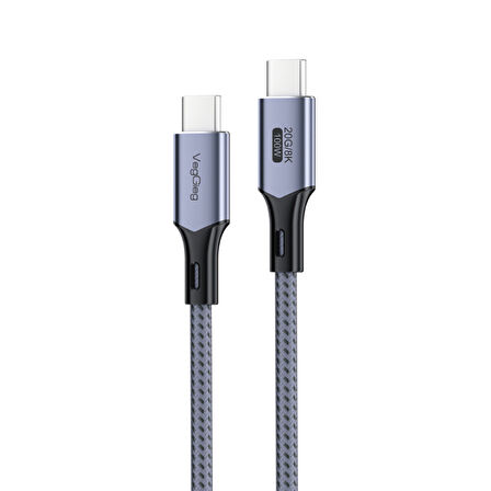 Veggieg 100W 5A USB3.2 Gen 2 20 Gbps 8K 60Hz Type-C Görüntü Şarj ve Data Kablosu 5 Metre