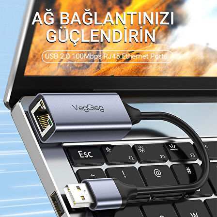 Veggieg USB 2.0 100Mbps Rj45 Lan Ethernet İnternet Çevirici Dönüştürücü