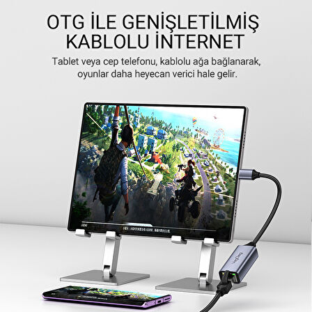 Veggieg USB Type-C 100Mbps Rj45 Lan Ethernet İnternet Çevirici Dönüştürücü