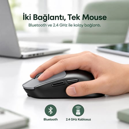 VegGieg G900 Dual-Mode Bluetooth 5.3 ve 2.4GHz 3600DPI Ekranlı Şarjlı Optik Kablosuz Mouse Siyah
