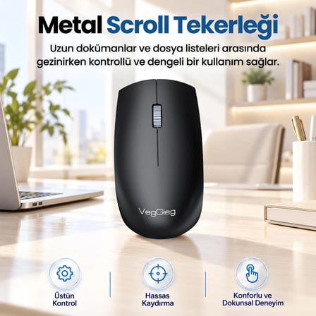 VegGieg G700 Kablosuz Mouse 2.4GHz Nano Usb Alıcı 3 Tuşlu Pilli Optik Mouse
