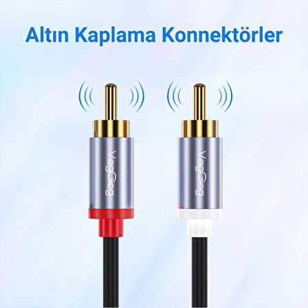 VegGieg USB Type-C to 2 RCA Ses Kablosu 3 Metre