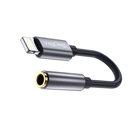 VegGieg iPhone Lightning to 3.5mm Örgülü Kulaklık Dönüştürücü Adaptör