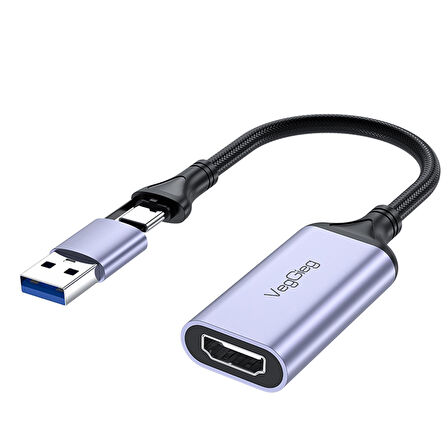 VegGieg 1080P 60Hz HDMI Video Capture Card USB 3.0 ve Type-C Görüntü Yakalama Kartı
