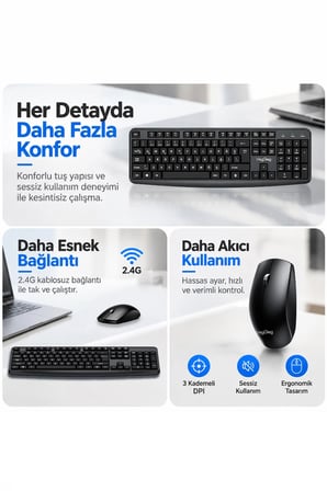 VegGieg MK700 2.4GHz Kablosuz Multimedia Türkçe Q Klavye Mouse Seti