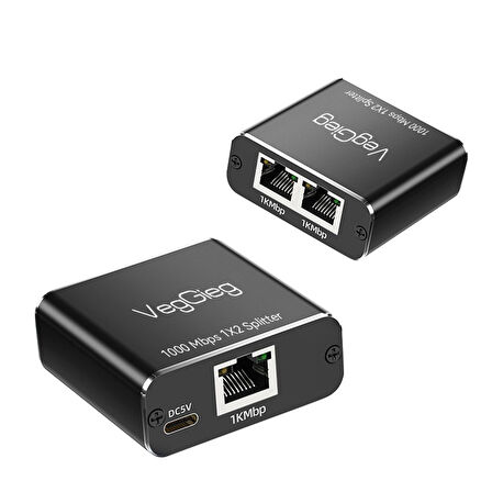 VegGieg 1 Giriş 2 Çıkış RJ45 Gigabit Ethernet Çoklayıcı Splitter Adaptör