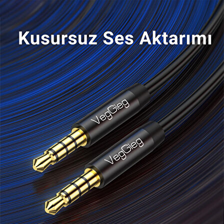 VegGieg 3.5mm Jack TRRS Hi-Fi AUX Mikrofon ve Ses Kablosu 5 Metre