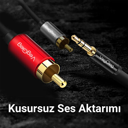 VegGieg 3.5mm AUX to 2 RCA Ses Kablosu 1.5 Metre