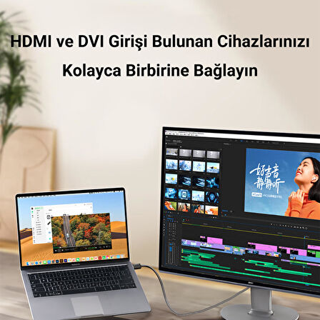 VegGieg DVI 24+1 to HDMI 2K Dönüştürücü Monitör Kablosu 1.5 Metre