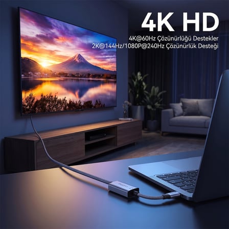 VegGieg Type-C to HDMI 4K 60Hz OFC Bakır Çevirici Dönüştürücü Adaptör
