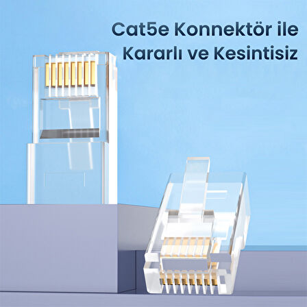 VegGieg CAT5e RJ45 Jack Ethernet Konnektörü Altın Kaplama 100 Adet
