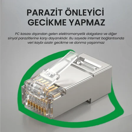 VegGieg Cat5e Metal RJ45 Jack Ethernet Konnektörü Altın Kaplama 102 Adet