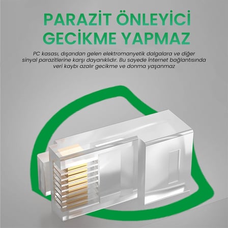 VegGieg Cat6 RJ45 Jack 8P8C Ethernet Konnektörü Altın Kaplama 102 Adet