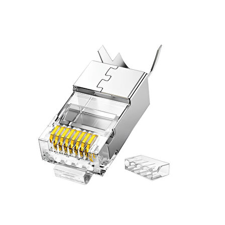 VegGieg Cat7 10 Gigabit Metal RJ45 Ethernet Konnektörü Altın Kaplama Korumalı 25 Adet