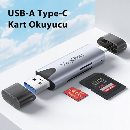 VegGieg Type-C ve USB 2.0 SD-MicroSD TF Kart Okuyucu