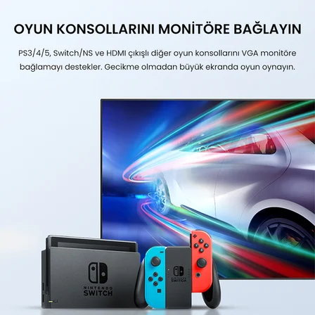 VegGieg HDMI to VGA Full HD 1080P 60Hz Çevirici Dönüştürücü Adaptör