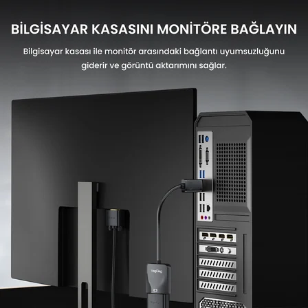 VegGieg DisplayPort (DP) to VGA Full HD 1080P 60Hz Çevirici Dönüştürücü Adaptör