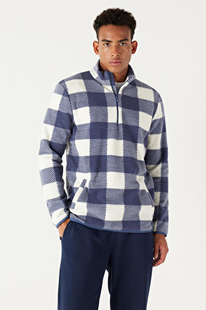 Erkek EKRU INDIGO Standart Fit Normal Kesim Bato Yaka Polar