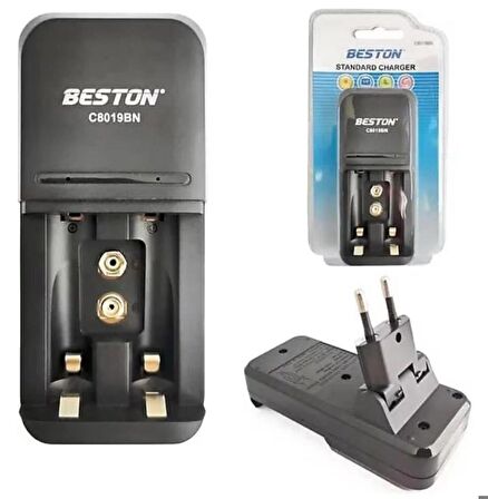 Pil Şarj Cihazı 2XAA - 2XAAA -1X9V Kalem-kumanda-saat ve Dikdörtgen 9V C8019BNBeston PİL ŞARJ CİHAZI