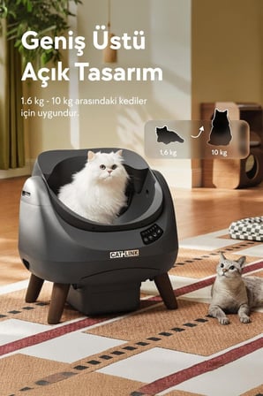 Catlink Üstü Açık Otomatik Kedi Tuvaleti Scooper Open-X Gri