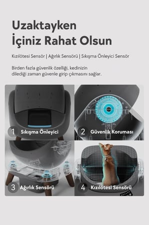 Catlink Üstü Açık Otomatik Kedi Tuvaleti Scooper Open-X Gri