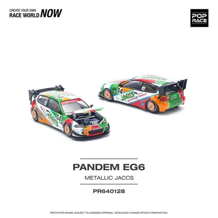 Pop Race Pandem Honda Civic EG6 Metallic JACCS 1:64 Diecast Model Araba PR64-128