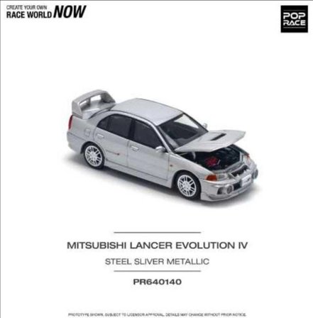 Pop Race Mitsubishi Lancer Evolution IV Steel Silver Metallic 1:64 Diecast Model Araba PR64-140