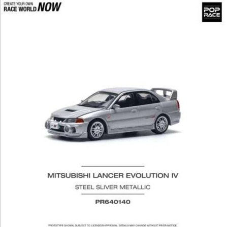 Pop Race Mitsubishi Lancer Evolution IV Steel Silver Metallic 1:64 Diecast Model Araba PR64-140