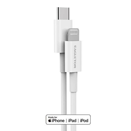 Eagleton Apple USB-C MFİ Lisanlı 18W Hızlı Şarj ve Data Kablosu 120cm