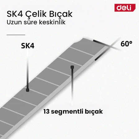 DELI  Profesyonel Plastik Saplı Maket Bıçağı 9mm 60°