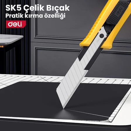 DELI Profesyonel Plastik Saplı Maket Bıçağı 18mm (Yeni)