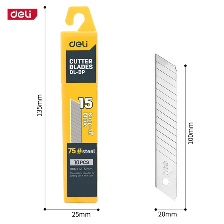 DELI Profesyonel 18mm Maket Bıçağı Yedeği (15’li)