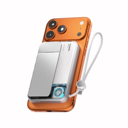 Sharge Icemag 3 Soğutucu Fanlı Standlı 10000 mAh Qi2 25W MagSafe Uyumlu Şeffaf Powerbank, Dahili Kablolu Hızlı Şarj Cihazı