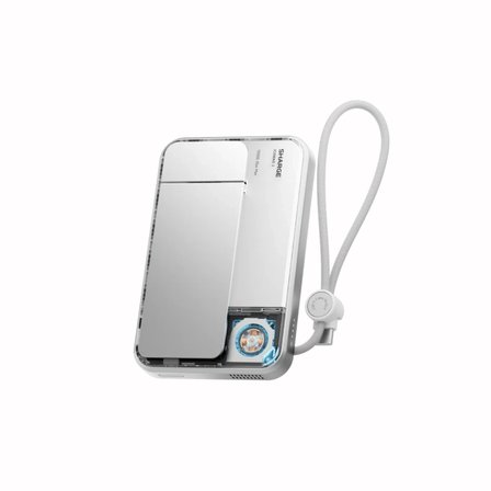 Sharge Icemag 3 Soğutucu Fanlı Standlı 10000 mAh Qi2 25W MagSafe Uyumlu Şeffaf Powerbank, Dahili Kablolu Hızlı Şarj Cihazı