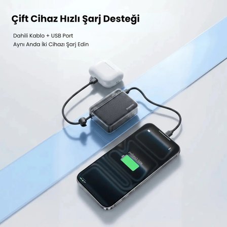 Sharge Flow Go 10000 mAh Dahili Type-C Kablolu Kompakt Powerbank Taşınabilir Hızlı Şarj Cihazı