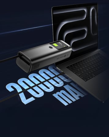 Sharge Retractable 20.000mAh 165W Taşınabilir Powerbank - MacBook ve Laptop Uyumlu Dahili USB-C Kablolu PD 3.1 Hızlı Şarj Cihazı