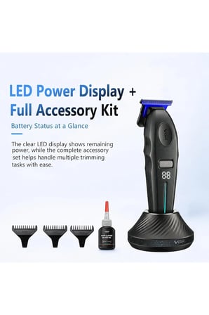 Şarjlı Tıraş Makinesi | V-887T - 9000 RPM 240 Dakika Profesyonel Trimmer - Siyah