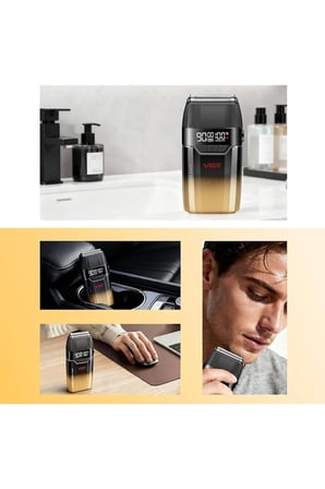Şarjlı Tıraş Makinesi | V-308 - Çift Titanyum Folyo 9000 RPM 150 Dakika - Sarı