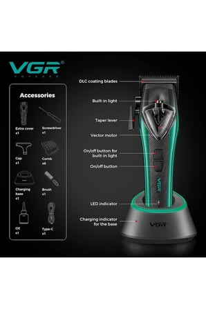 Tıraş Makinesi Seti | V-883 S2 - Profesyonel 2'li Vector Motor 11000 RPM - Yeşil