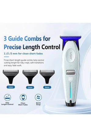 Şarjlı Tıraş Makinesi | V-887T - 9000 RPM 240 Dakika Profesyonel Trimmer - Beyaz