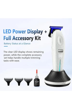 Şarjlı Tıraş Makinesi | V-887T - 9000 RPM 240 Dakika Profesyonel Trimmer - Beyaz