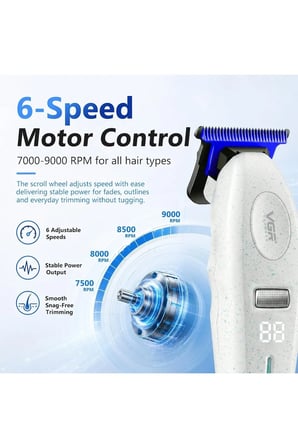 Şarjlı Tıraş Makinesi | V-887T - 9000 RPM 240 Dakika Profesyonel Trimmer - Beyaz