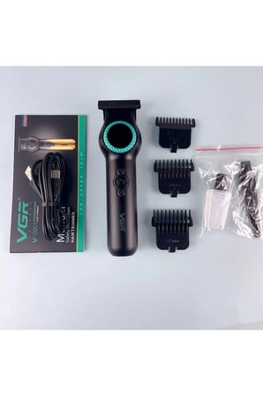 Şarjlı Tıraş Makinesi | V-990 - 8000 RPM Turbo LED Işıklı 200 Dakika - Siyah
