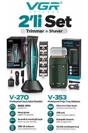 Saç Sakal Tıraş Makinesi Seti Metal Trimmer Shaver | V-270 & V-353