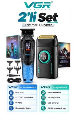 Saç Sakal Tıraş Makinesi Seti Çizim Trimmer Shaver - V-879T & V-378